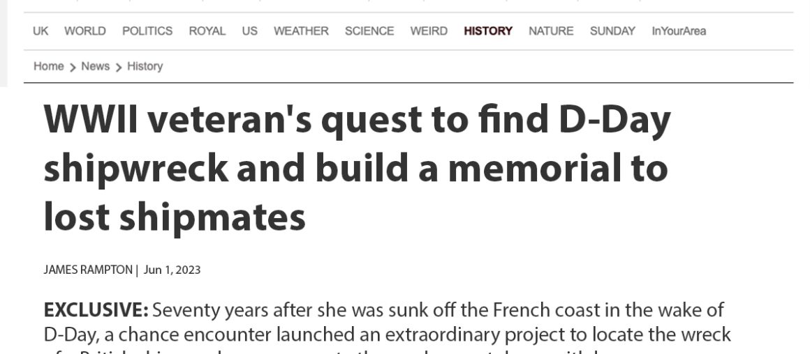 WWII veteran's quest to find D-Day shipwreck and build a memorial to lost shipmates