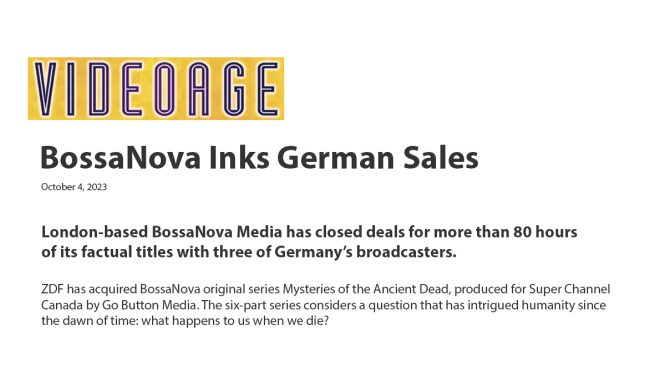 Videoage: BossaNova Inks German Sales