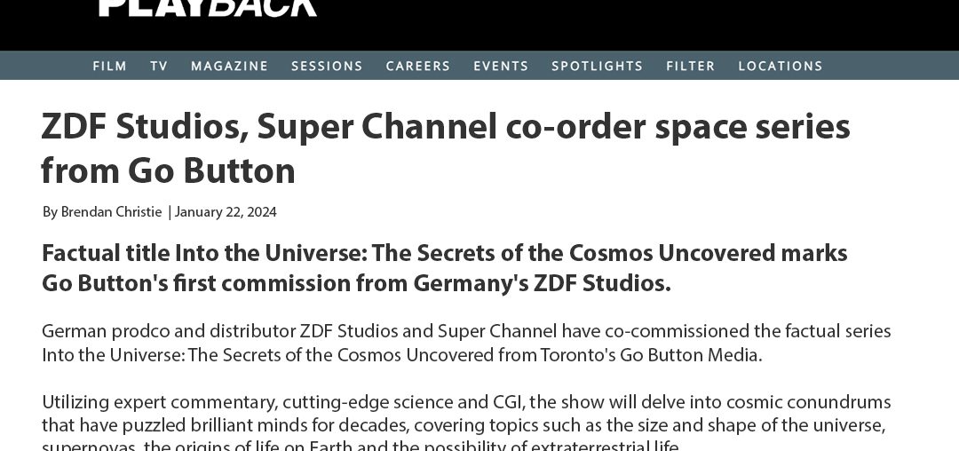 ZDF Studios, Super Channel co-order space series from Go Button